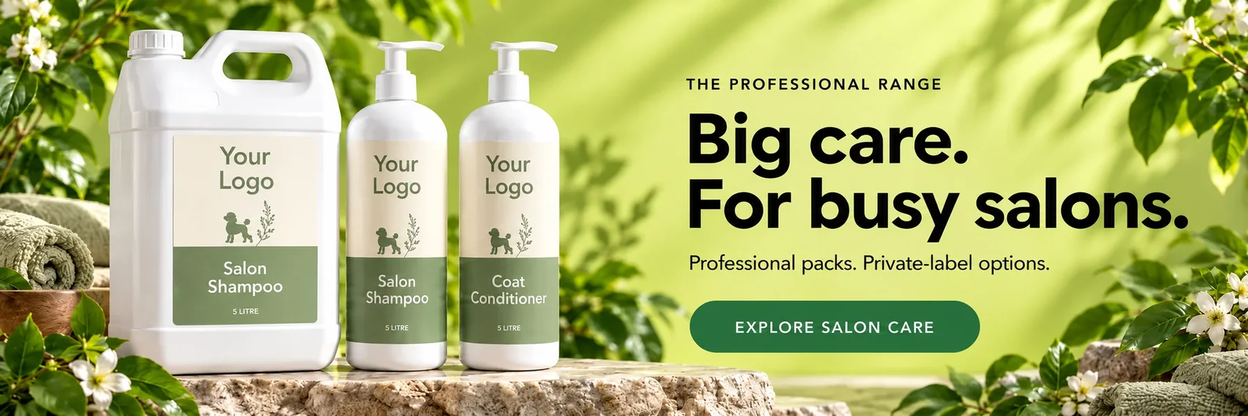 The professional range. Big care. For busy salons. Professional packs. Private-label options. Explore salon care.